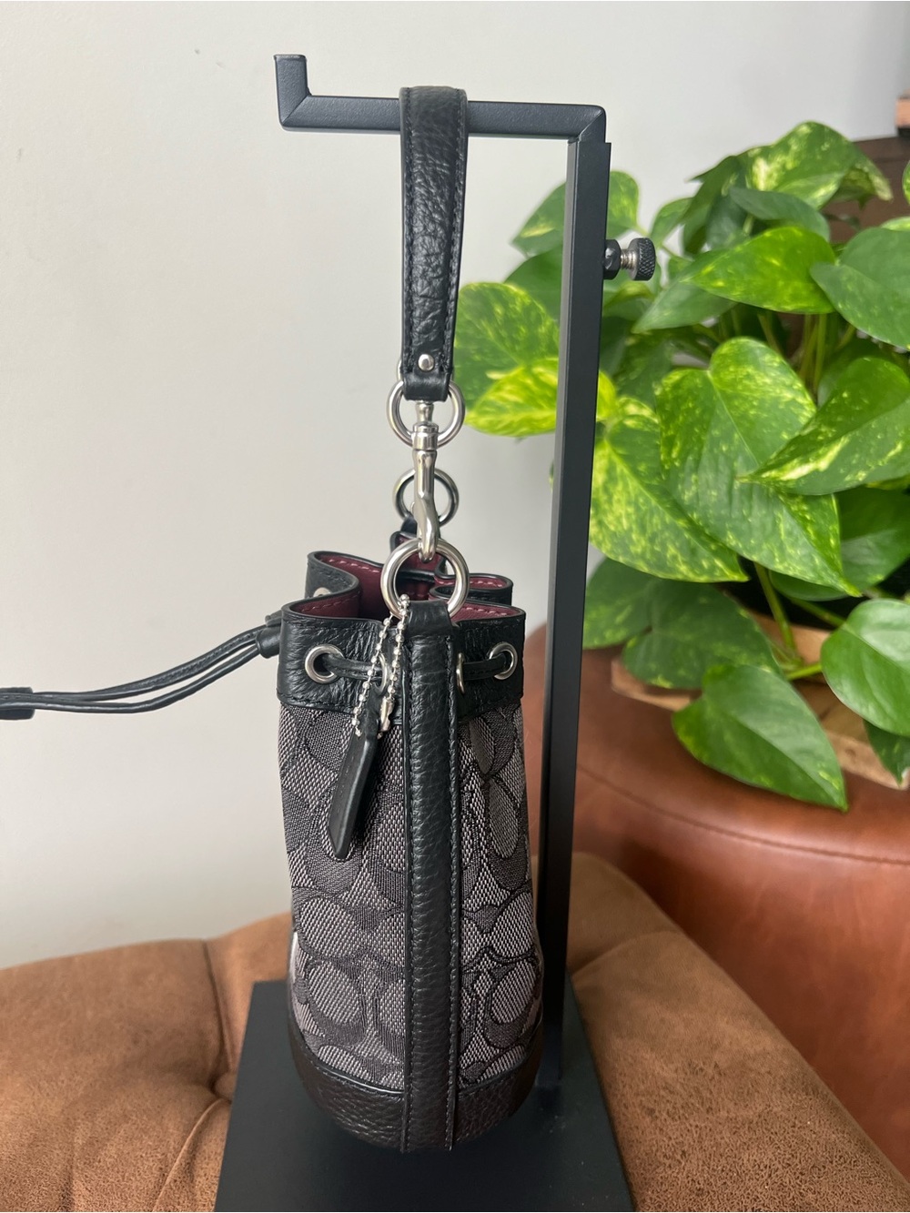 Coach C8322 Mini Dempsey Bucket Bag In Signature Jacquard with Stripe and Coach - Picture 4 of 8